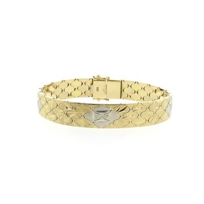 Image 1 of Two-tone gold floral link bracelet