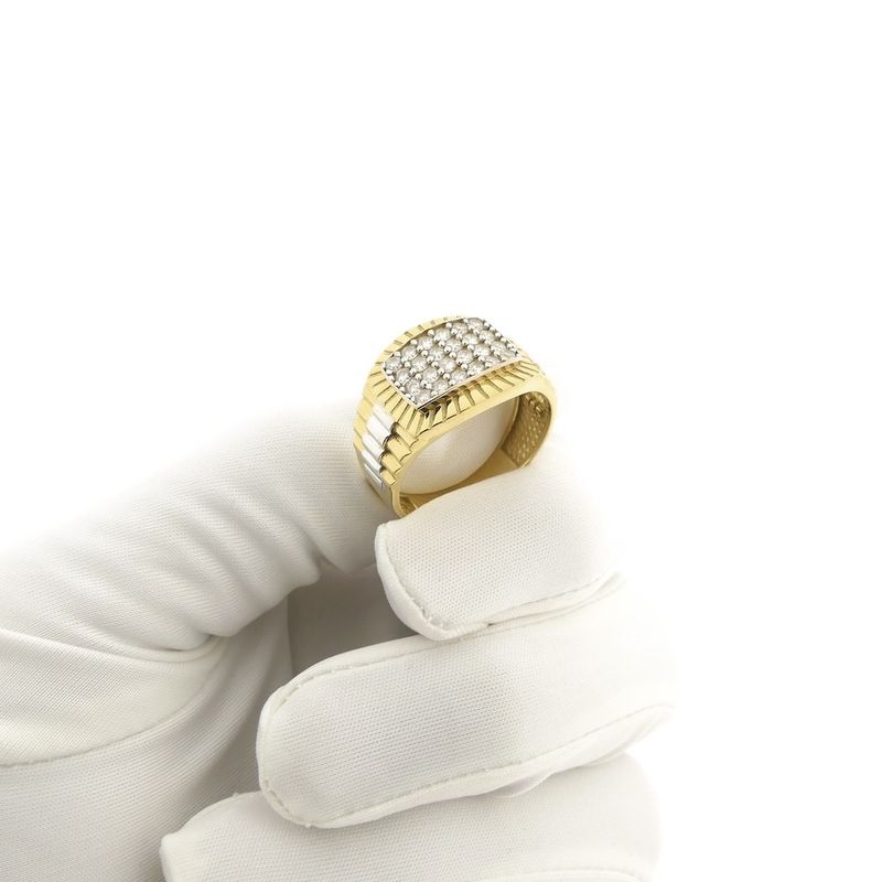 Image 10 of Two-tone gold Rolex President band ring with zirconia