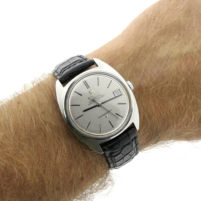 Image 12 of Omega Constellation Automatic Chronometer; Vintage horloge met 'linen' wijzerplaat