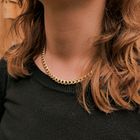 Image 4 of Gold gourmet link necklace with sapphire