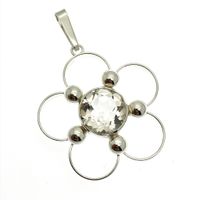 Silver flower pendant with zirconia