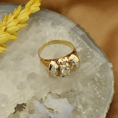 18 carat bicolor gold ring with zirconia Image 2 of 18 carat bicolor gold ring with zirconia
