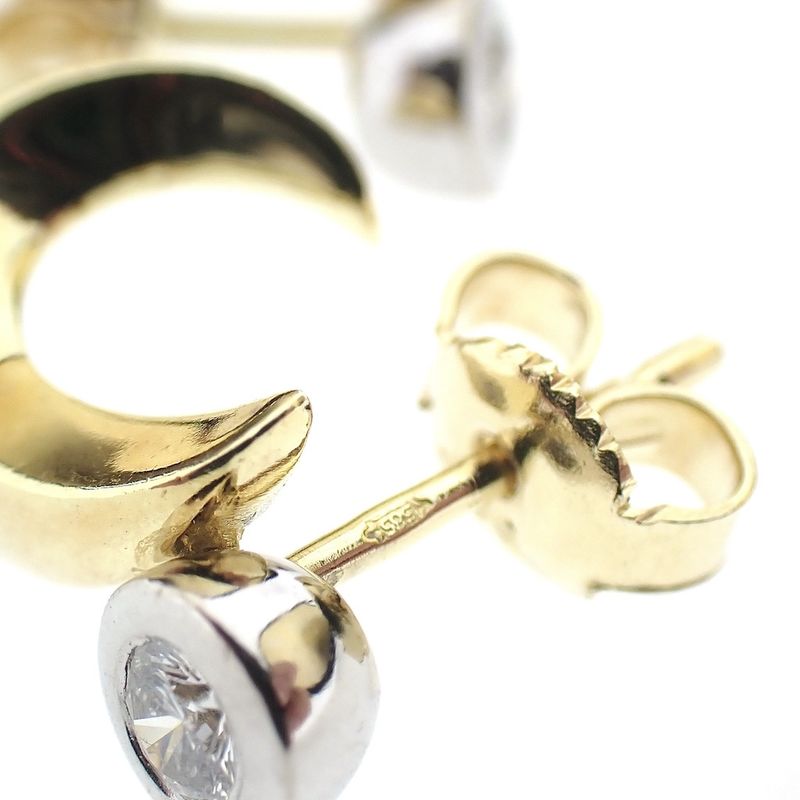 Image 3 of Bicolor gold stud earrings with diamond 0.20 ct.