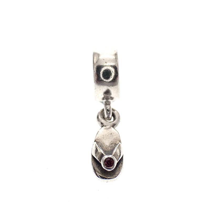 Image 4 of Pandora charm; Silver; Hanging Flip-Flop