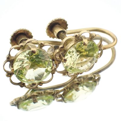 Image 2 of 18K Gold Clip-On Earrings with Green Spinel | Vintage