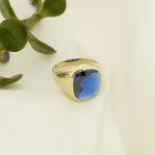 Image 2 of Gold signet ring with synthetic sapphire