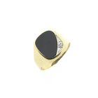 Image 1 of Gold men's signet ring with onyx and diamond | 0.01 ct.