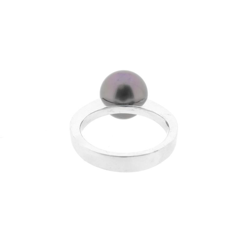 Image 5 of White gold ring with Tahitian pearl and diamond; 0.13 ct.