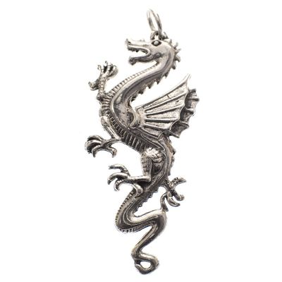 Image 1 of Silver pendant of a dragon