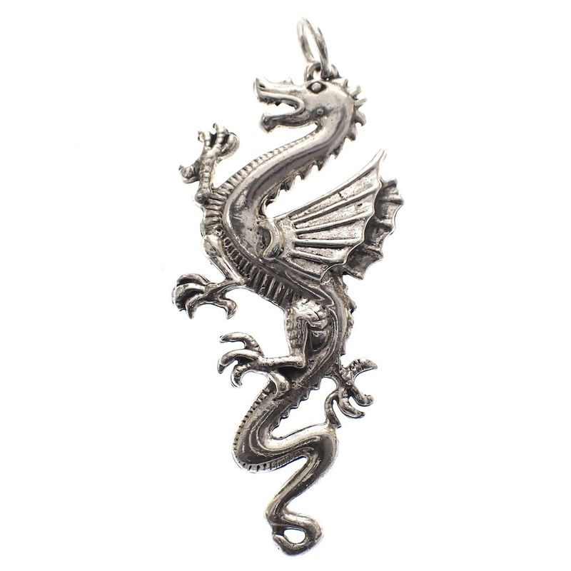 Image 1 of Silver pendant of a dragon