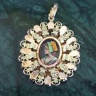 Image 2 of Vintage two-tone gold pendant with enamel portrait
