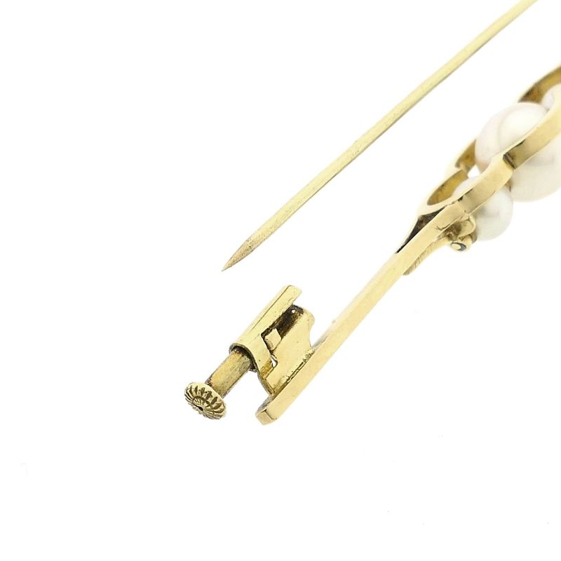 Image 6 of Vintage Gold Brooch with Cultured Pearls