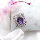 Image 8 of White gold royal ring set with sapphire and diamonds; 3.00 ct.