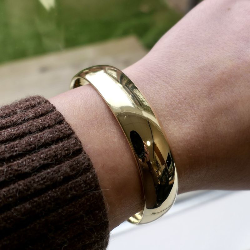 Image 9 of Gold wide slave bracelet; Size M