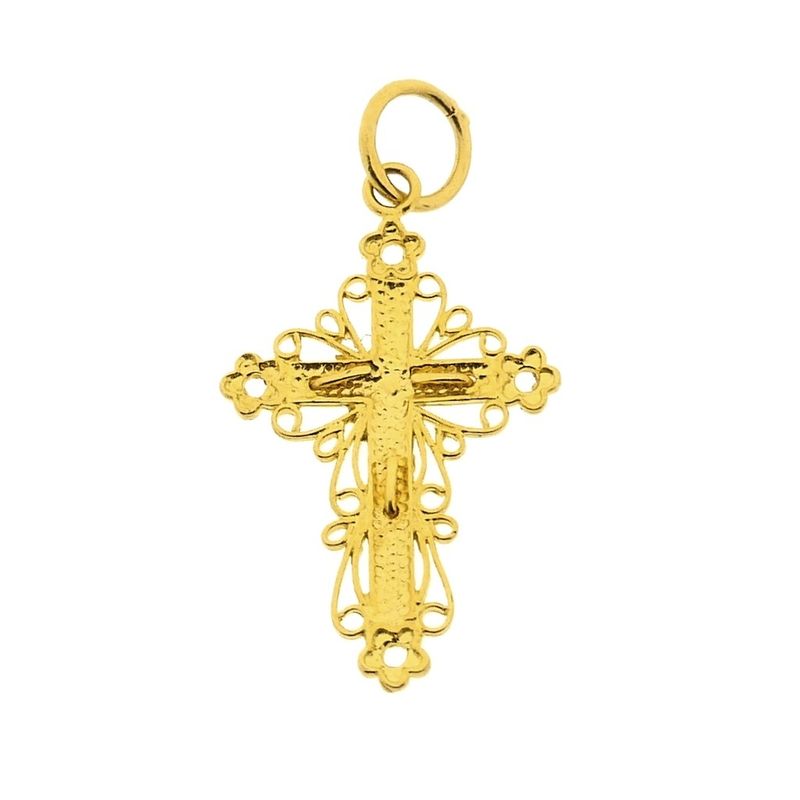 Image 3 of 21 carat antique gold pendant of a cross with a corpus | Filigree technique