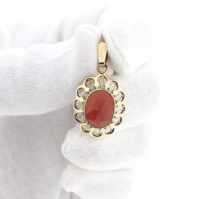Image 11 of Vintage gold pendant with carnelian