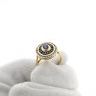 Image 6 of 18-karat gold ring with sapphire and diamond; 0.26 ct. | Art Deco
