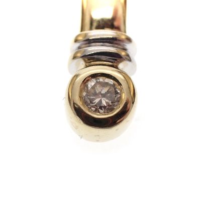 Image 2 of Two-tone gold solitaire pendant with 0.10 ct diamond.