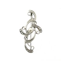 White gold Art Nouveau brooch set with pearl and diamond; 0.27 ct.