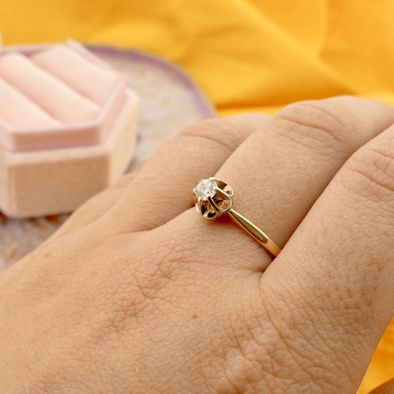 Image 4 of Diamond gold solitaire ring with zirconia