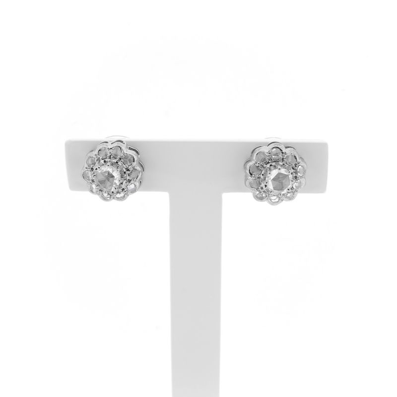 Image 1 of White gold entourage stud earrings with diamond; 1.20 ct.