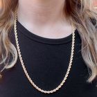 Image 6 of Gold long twisted link necklace | 66 cm