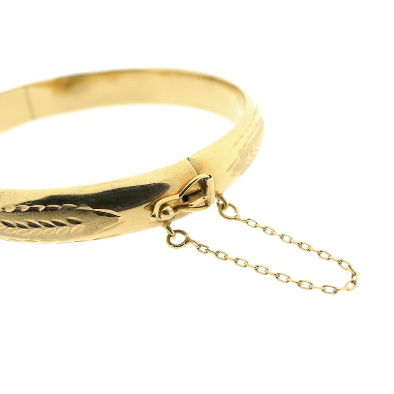 Image 4 of Gold slave bracelet with engravings; Size M