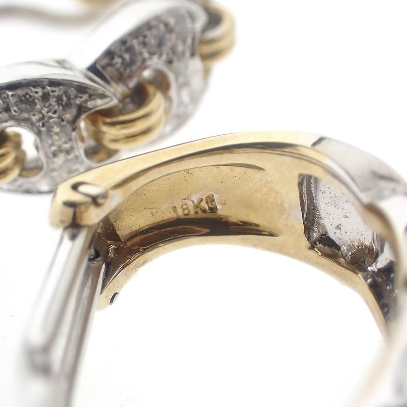 Image 7 of Bicolor earrings with diamond; 0.48 ct.