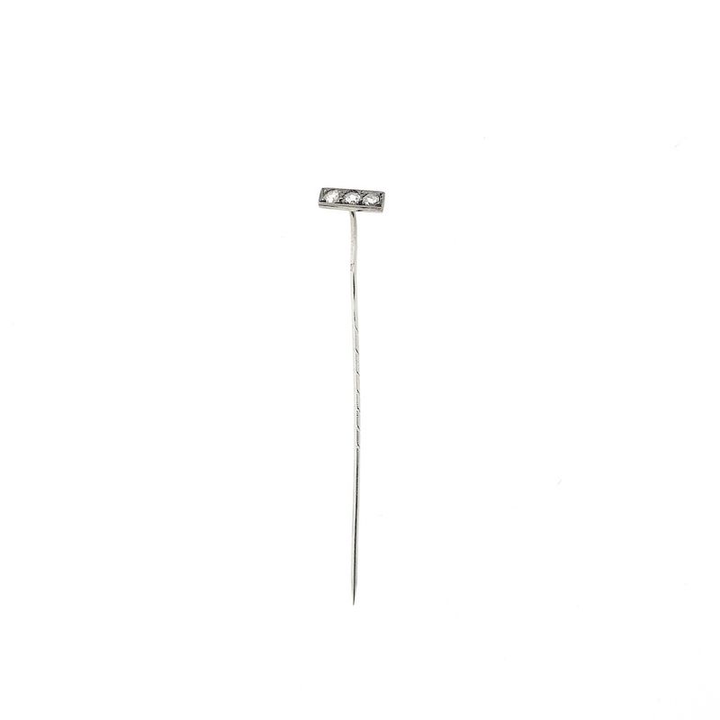 Image 2 of White gold lapel pin with diamonds; 0.15 ct.
