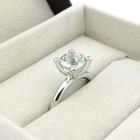 Image 1 of White gold 'Phlox' ring set with aquamarine and diamonds; Bron Jewelry