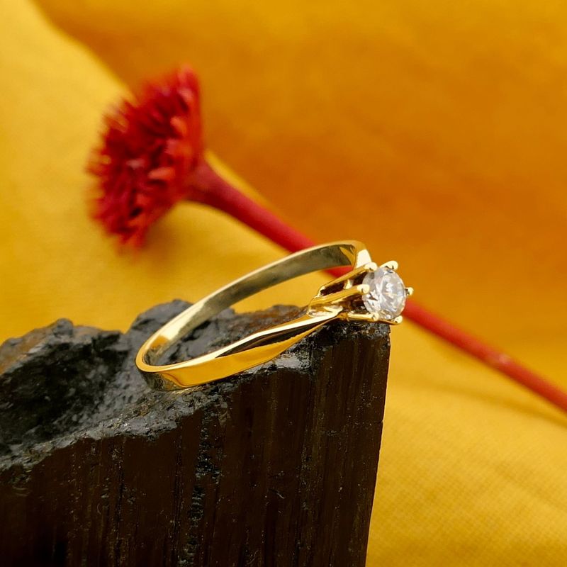 Image 2 of Golden solitaire ring with zirconia