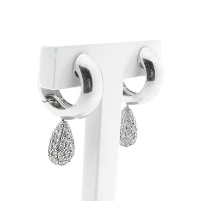 Image 2 of White gold earrings with diamonds; Approx. 0.70 ct.