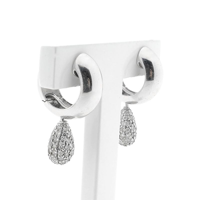 Image 2 of White gold earrings with diamonds; Approx. 0.70 ct.