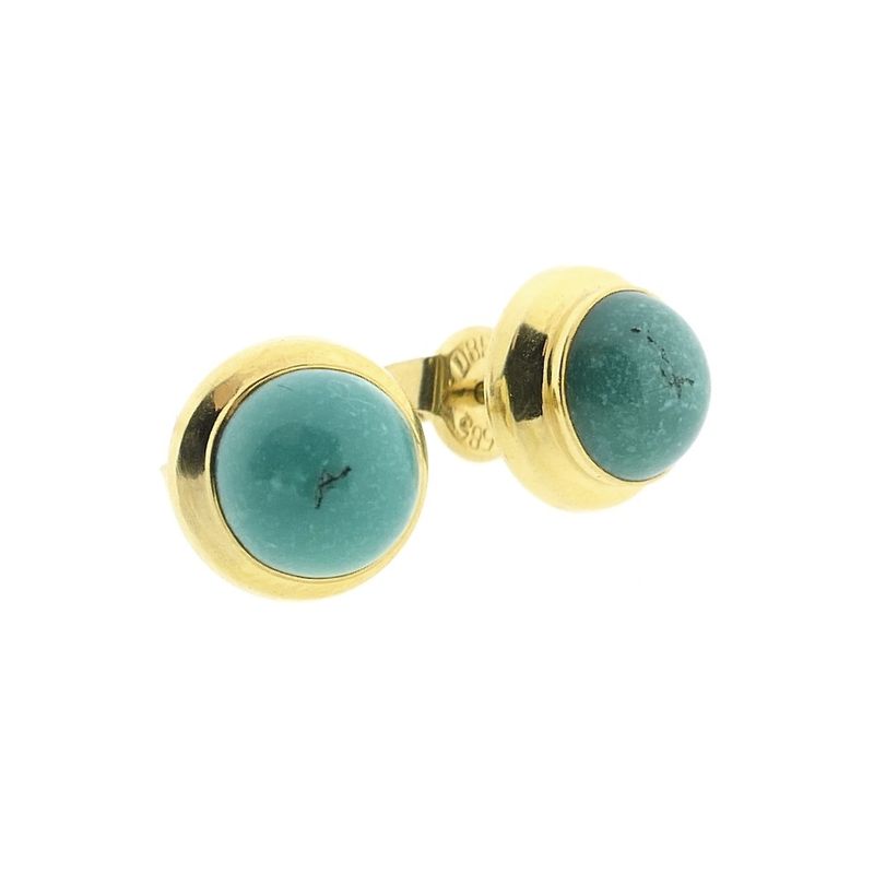 Image 9 of Gold stud earrings with turquoise