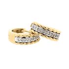 Image 4 of Bicolor gold earrings with diamonds; 0.10 ct.