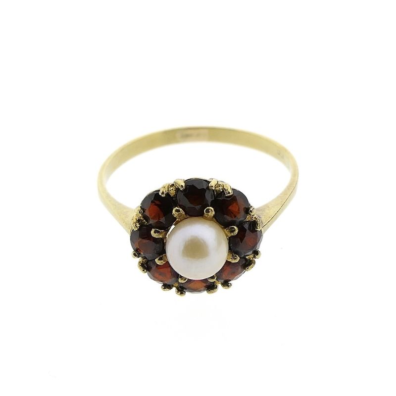 Image 4 of 8K Vintage ring with pearl and garnet