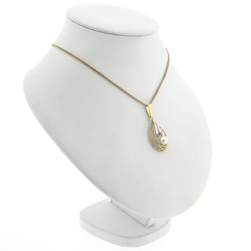 Afbeelding 4 van Bicolor gouden hanger met diamant; 0,01 ct.