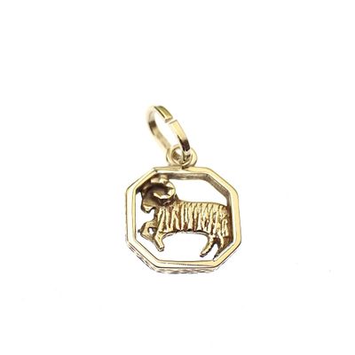 Image 1 of Gold zodiac sign pendant; Aries