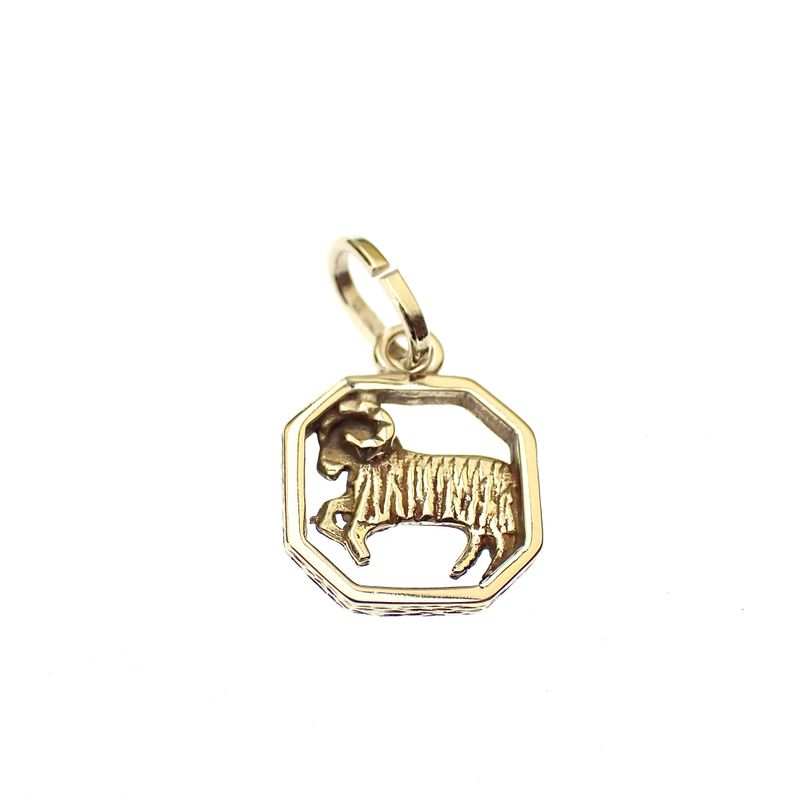 Image 1 of Gold zodiac sign pendant; Aries