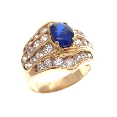 Image 1 of Vintage gold ring with zirconia and synthetic sapphire