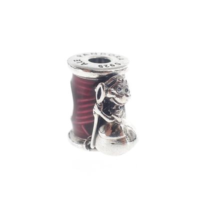 Image 1 of Pandora x Disney charm; Silver; Cinderella Suzy Mouse Needle and Thread