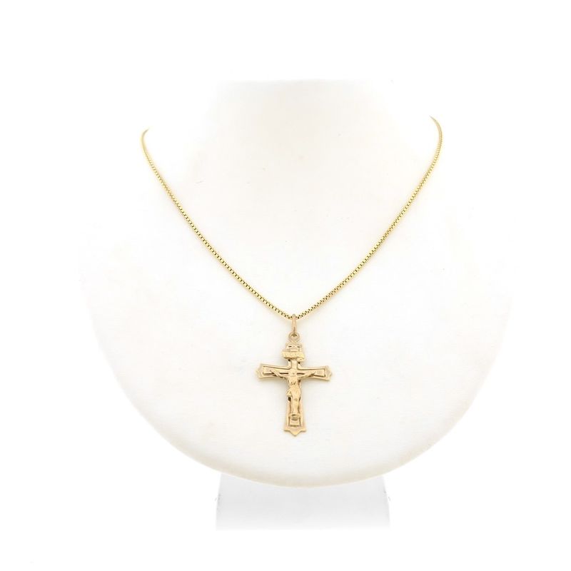 Image 3 of Gold pendant of cross with corpus | INRI