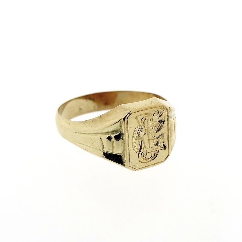Image 3 of Vintage gold signet ring with initials JG/GJ