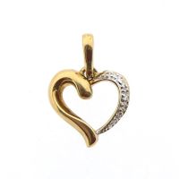 Gold heart pendant with diamonds | 0.015 ct.