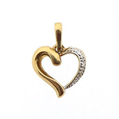Gold heart pendant with diamonds | 0.015 ct. Image 1 of Gold heart pendant with diamonds | 0.015 ct.