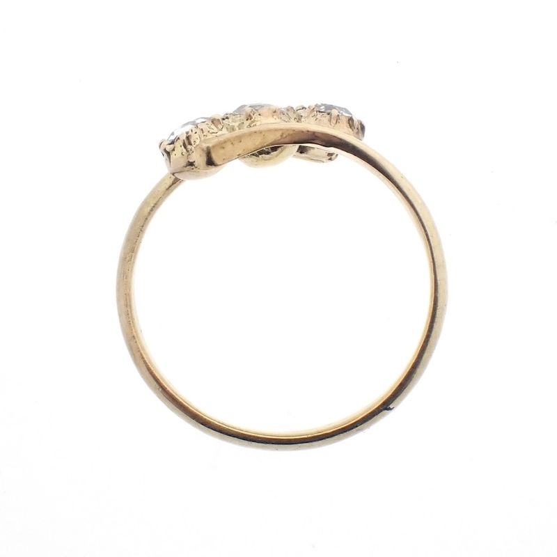 Image 5 of Gold ring with rose-cut diamonds; approx. 0.20 ct.