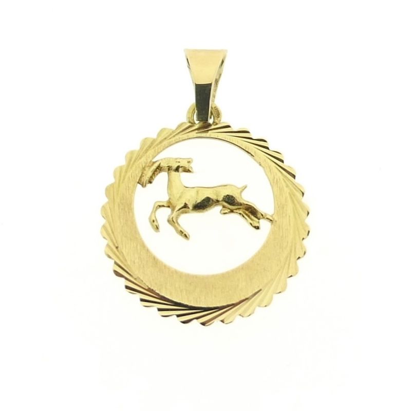Image 1 of Gold zodiac sign pendant; Capricorn