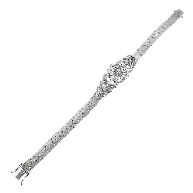 Image 6 of White gold herringbone link bracelet with 0.525 ct diamonds.