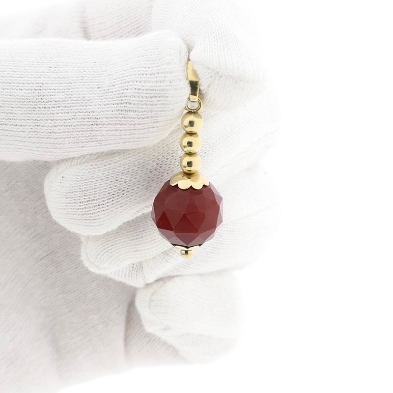 Image 10 of Gold Ball Pendant with Carnelian