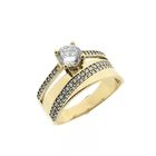 Image 1 of Wide gold ring with zirconia